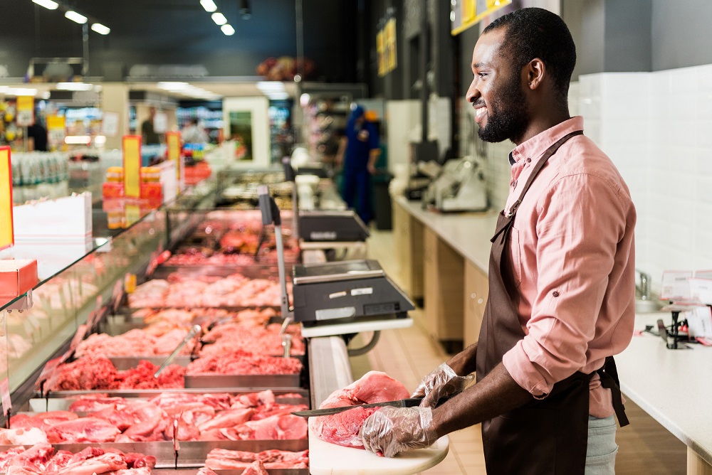 Butcher shop counter offers direct service